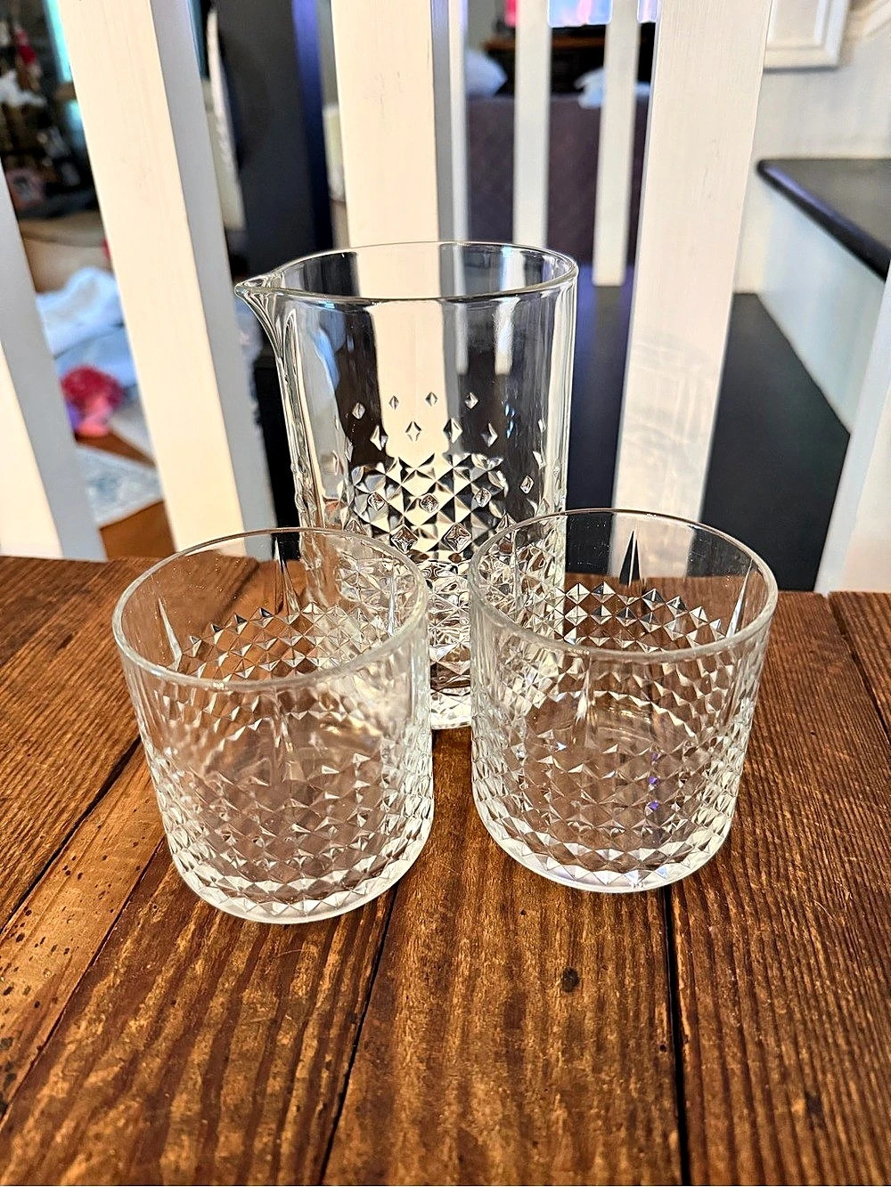 Vintage-style diamond-cut cocktail mixology set